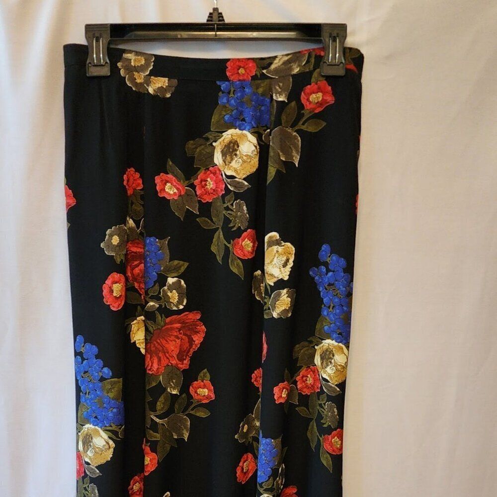 CAROLE LITTLE MAXI SKIRT, SWING, PANELS, SIZE 10, BOLD MULTI-COLOR, ELASTIC BACK